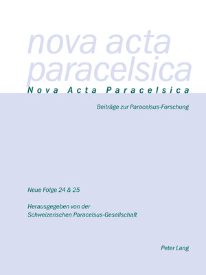 cover image of Nova Acta Paracelsica